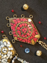 Load image into Gallery viewer, Red Mosaic Inlaid Gemstone Necklace w/chain
