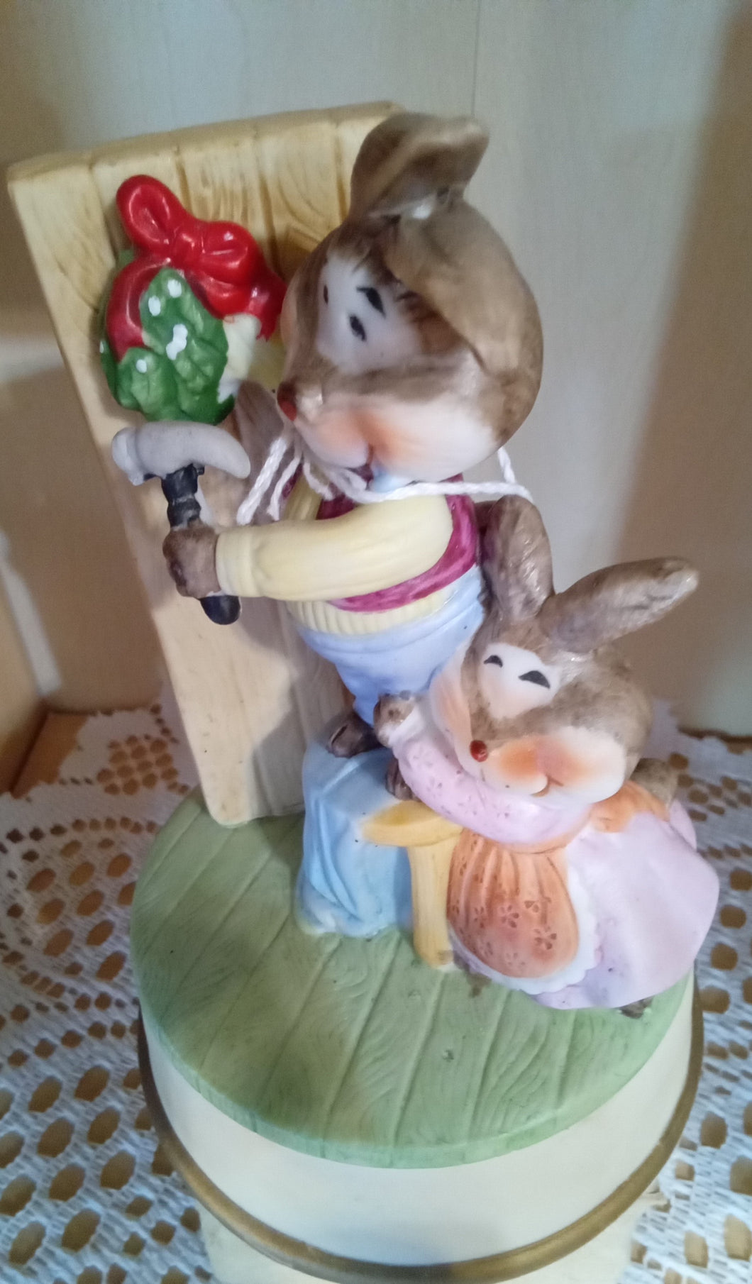 Holiday Rabbit Vintage Musical Carousel