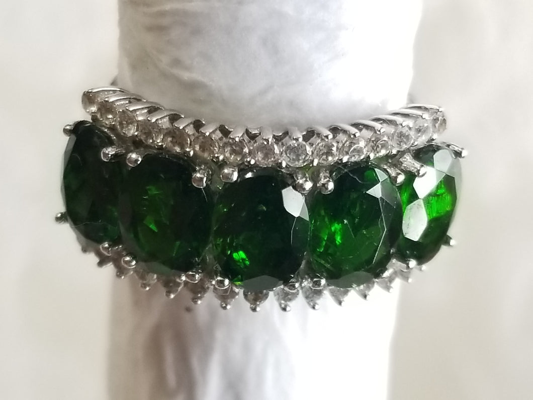 Green Diopside 5 Gemstone Cocktail Ring