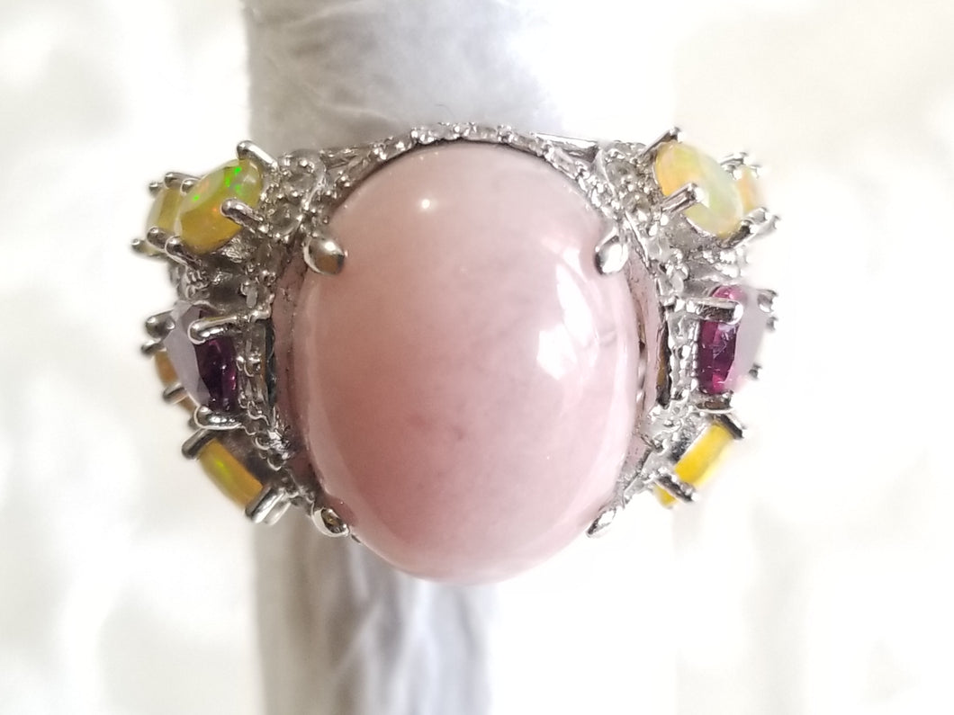 Pink Rose Multicolor Ethiopian Cocktail Ring