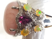 Load image into Gallery viewer, Pink Rose Multicolor Ethiopian Cocktail Ring
