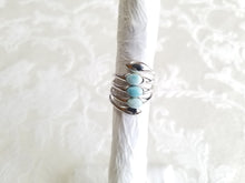 Load image into Gallery viewer, BLUE AQUA 3-STONE LARIMAR COCKTAIL RING
