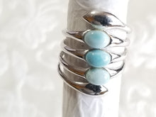Load image into Gallery viewer, BLUE AQUA 3-STONE LARIMAR COCKTAIL RING
