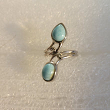Load image into Gallery viewer, BLUE 2-STONE LARIMAR COCKTAIL RING
